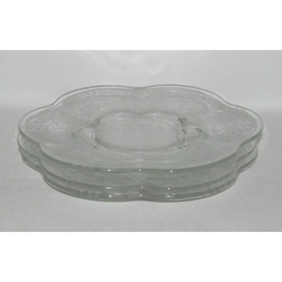 Duncan Miller Glass Co. INDIAN TREE No.5326 Crystal Set of 3 Salad Plates - Picture 2 of 2